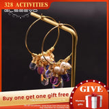 925 Silver Pearl Hoop Earrings Colorful Tassels Luxe Jewelry GE0904