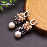 GLSEEVO 925 Silver Pearls Classic Drop Earrings Anniversary Jewelry