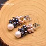 GLSEEVO 925 Silver Pearls Classic Drop Earrings Anniversary Jewelry
