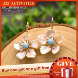 925 Silver Lapis Lazuli Pearl Stud Earrings Women Jewelry GE0598