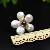 925 Silver Lapis Lazuli Pearl Stud Earrings Women Jewelry GE0598
