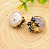 925 Silver Baroque Pearl Stud Earrings Wedding Flower Jewelry