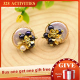 925 Silver Baroque Pearl Stud Earrings Wedding Flower Jewelry