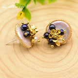 925 Silver Baroque Pearl Stud Earrings Wedding Flower Jewelry