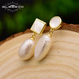 925 Sterling Silver Baroque Pearl Stud Earrings Christmas Gift GE0627