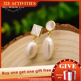 925 Sterling Silver Baroque Pearl Stud Earrings Christmas Gift GE0627