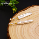 925 Silver Baroque Rhombus Pearl Stud Earrings Women Gift GE0625