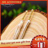 925 Silver Baroque Rhombus Pearl Stud Earrings Women Gift GE0625