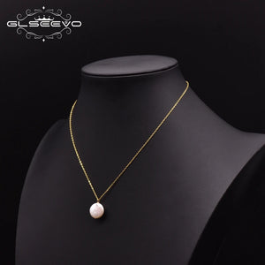 925 Silver Flat Pearl Necklace Women Wedding Fine Jewelry