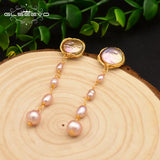 925 Silver Pink Baroque Pearl Tassel Earrings