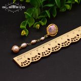 925 Silver Pink Baroque Pearl Tassel Earrings