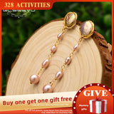 925 Silver Pink Baroque Pearl Tassel Earrings