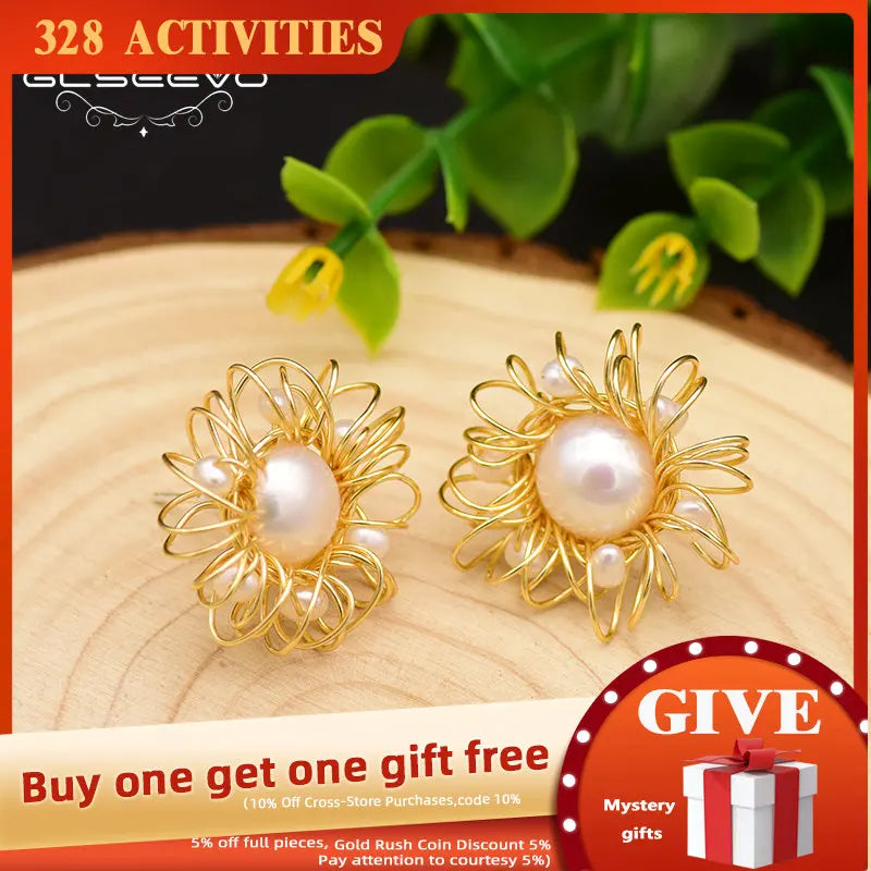 925 Silver Fresh Water Pearl Stud Earrings GE0738