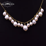 925 Silver Pearl Tassel Pendant Necklace Wedding Party Jewelry