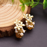 925 Silver Pearl Yellow Jade Earrings Vintage Wedding Jewelry GE0931B