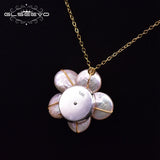 925 Silver Pearl Flower Pendant Necklace Wedding Gift GN0127