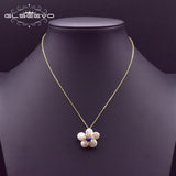 925 Silver Pearl Flower Pendant Necklace Wedding Gift GN0127