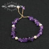 Amethyst Freshwater Pearl Bracelet Adjustable Elegant Minimalist Jewelry Gift