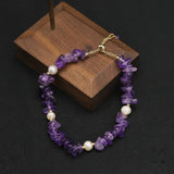 Amethyst Freshwater Pearl Bracelet Adjustable Elegant Minimalist Jewelry Gift
