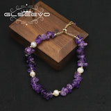 Amethyst Freshwater Pearl Bracelet Adjustable Elegant Minimalist Jewelry Gift