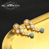 Aquamarine Natural Freshwater Pearls Grape Earrings Woman