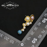Aquamarine Natural Freshwater Pearls Grape Earrings Woman
