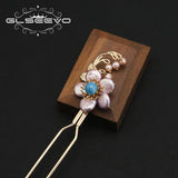 Aquamarine Purple Baroque Pearls Hairpins Jewelry For Women GH0091
