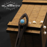 Aquamarine Natural Pearls Long Chain Pendant Hairpin Retro Jewelry