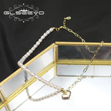 Asymmetrical Metal Love Heart Shape Pearl Necklace GN0425