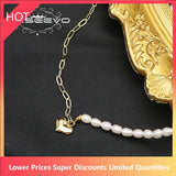 Asymmetrical Metal Love Heart Shape Pearl Necklace GN0425