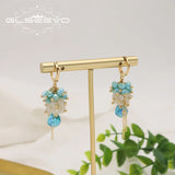 Sapphire Long Chains Drop Dangle Earrings for Women