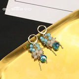 Sapphire Long Chains Drop Dangle Earrings for Women