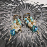 Sapphire Long Chains Drop Dangle Earrings for Women