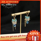 Sapphire Long Chains Drop Dangle Earrings for Women