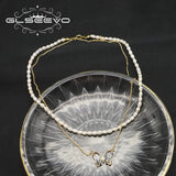 Charm Insect Dark Butterfly Double Pearl Pendant Necklace