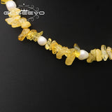 Citrine Pearls Necklace Romantic Vintage Jewelry Women's Accessories