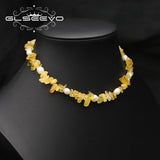 Citrine Pearls Necklace Romantic Vintage Jewelry Women's Accessories