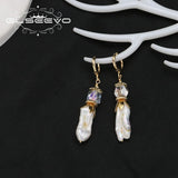 Natural Baroque Freshwater Pearls Flower Pendant Earrings