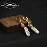 Natural Baroque Freshwater Pearls Flower Pendant Earrings