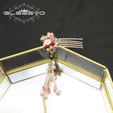 Cloisonne Natural Pearls Flower Chain Hairpins Thai Style Retro Jewelry