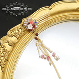 Cloisonne Natural Pearls Flower Chain Hairpins Thai Style Retro Jewelry