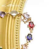 Colorful Crystals Freshwater Pearls Chain Bracelet Romantic Jewelry