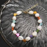 Colorful Heart-Shaped Baroque Pearls Pendant Bracelet Woman Jewelry