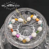 Colorful Heart-Shaped Baroque Pearls Pendant Bracelet Woman Jewelry