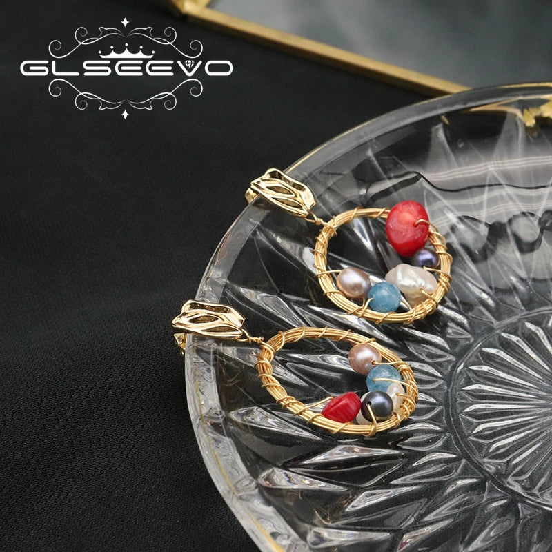 Colorful Baroque Pearl Hoop Earrings for Women