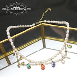 Colorful Water Droplets Pearl Pendant Necklace for Women