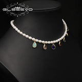 Colorful Water Droplets Pearl Pendant Necklace for Women