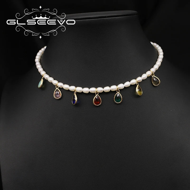 Colorful Water Droplets Pearl Pendant Necklace for Women