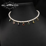 Colorful Water Droplets Pearl Pendant Necklace for Women