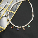 Colorful Water Droplets Pearl Pendant Necklace for Women